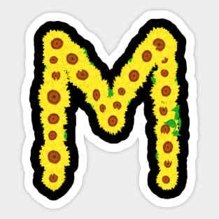 Sunflowers Initial Letter M (Black Background) Sticker